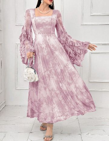 Rochie lunga SHEIN, mov/alb