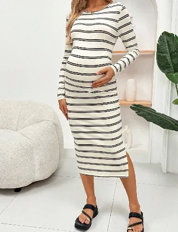 Rochie medie SHEIN Maternity, ecru
