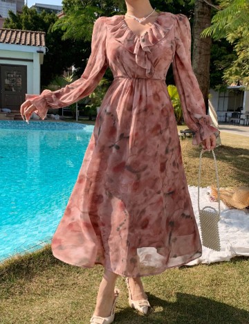 Rochie lunga Dazy, roz