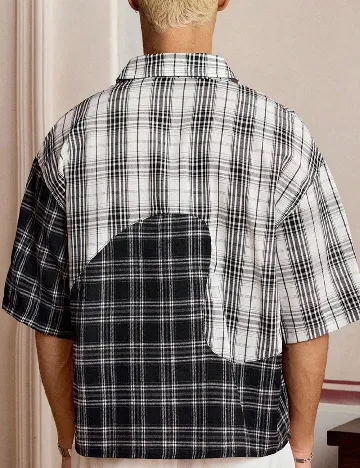Camasa SHEIN, negru/alb
