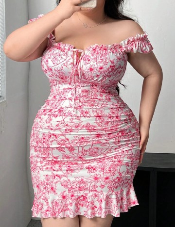 Rochie scurta SHEIN CURVE, roz