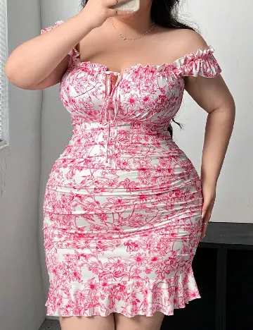 Rochie scurta SHEIN CURVE, roz
