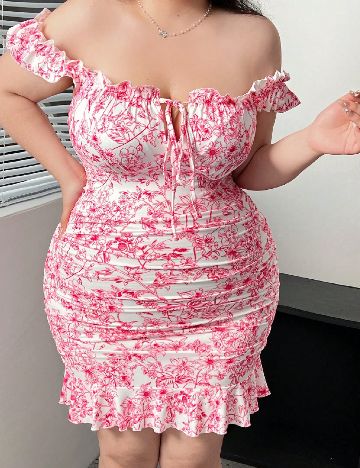 Rochie scurta SHEIN CURVE, roz
