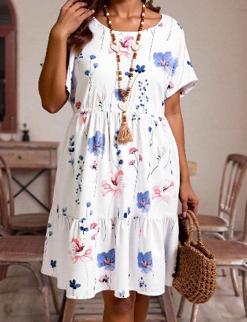 Rochie scurta Emery Rose Curve, alb
