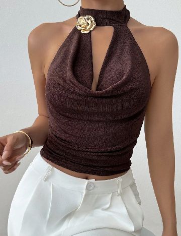 Top SHEIN, maro inchis