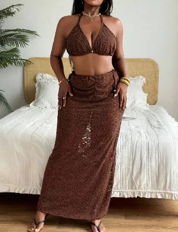 Costum de baie SHEIN CURVE, maro