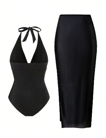 Costum de baie SHEIN CURVE, negru