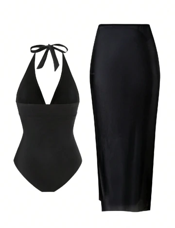 Costum de baie SHEIN CURVE, negru