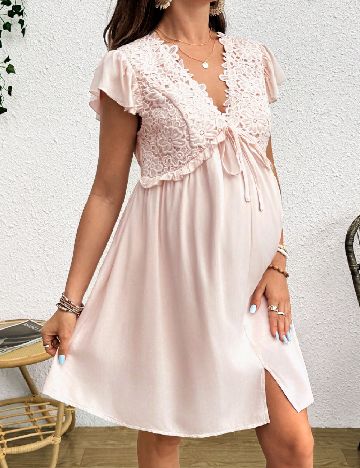 Rochie scurta SHEIN Maternity, roz pal