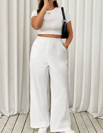 Pantaloni SHEIN CURVE, alb