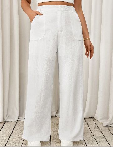 Pantaloni SHEIN CURVE, alb