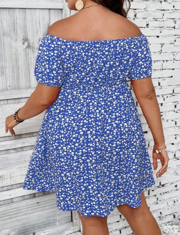 Rochie scurta SHEIN CURVE, albastru/alb