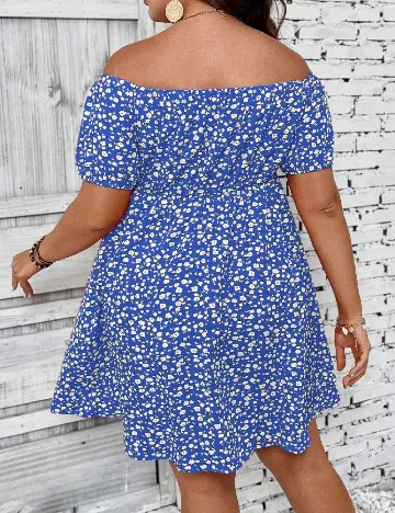 Rochie scurta SHEIN CURVE, albastru/alb