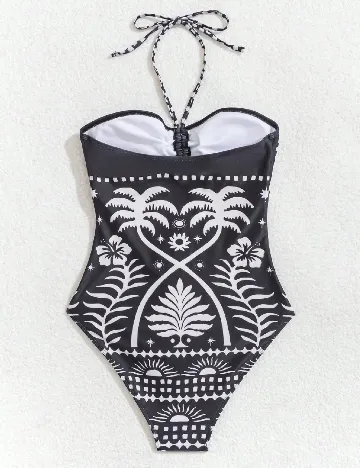 Costum de baie SHEIN, negru/alb