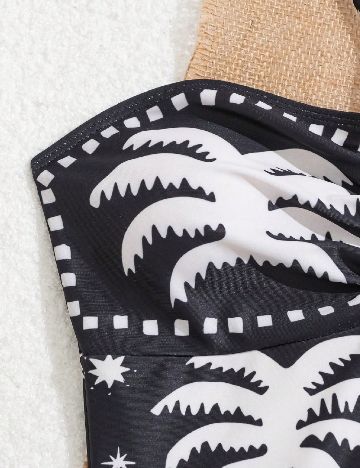 Costum de baie SHEIN, negru/alb