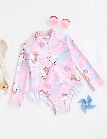 Costum de baie Shein Kids, roz