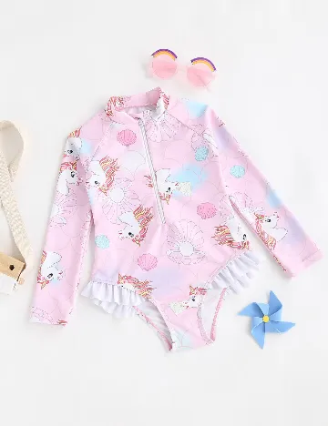 Costum de baie Shein Kids, roz