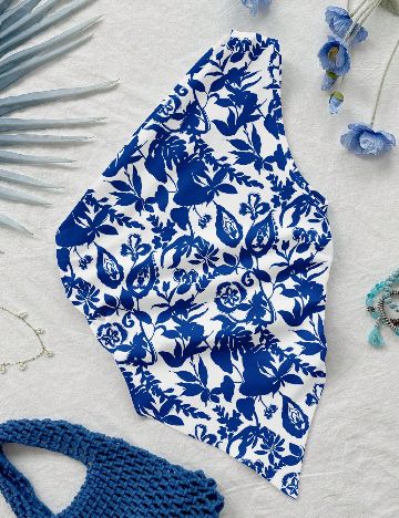 Top SHEIN, alb/albastru