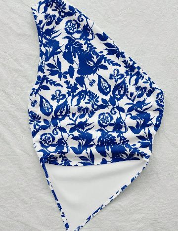 Top SHEIN, alb/albastru