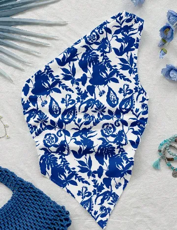Top SHEIN, alb/albastru