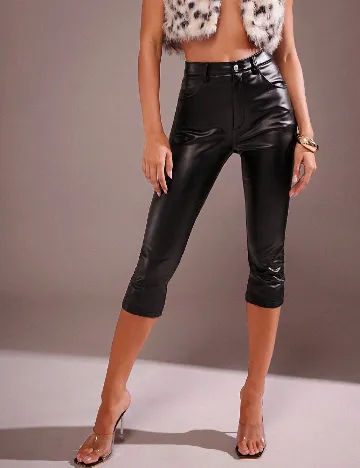 Pantaloni imitatie de piele SHEIN, negru