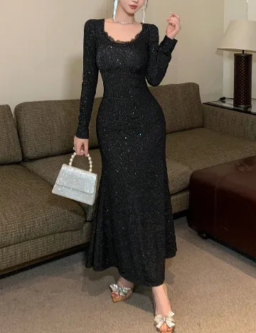Rochie lunga Dazy, negru