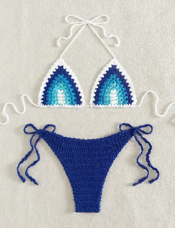 Costum de baie SHEIN, albastru/alb