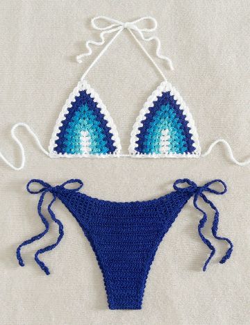 Costum de baie SHEIN, albastru/alb