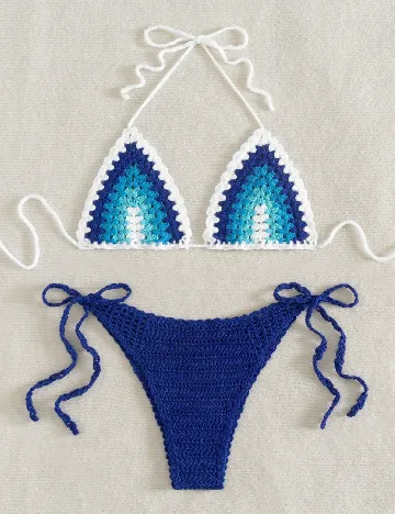 Costum de baie SHEIN, albastru/alb