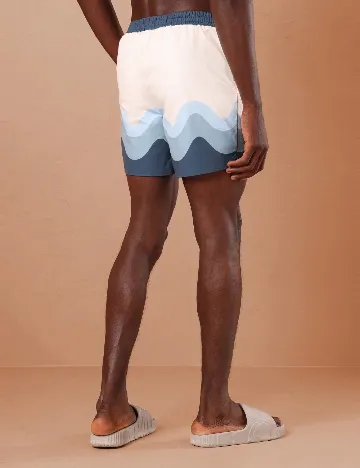 Short de baie SUMWON, alb/albastru