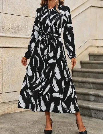 Rochie medie SHEIN, alb/negru