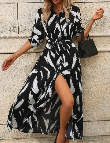 Rochie medie SHEIN, alb/negru