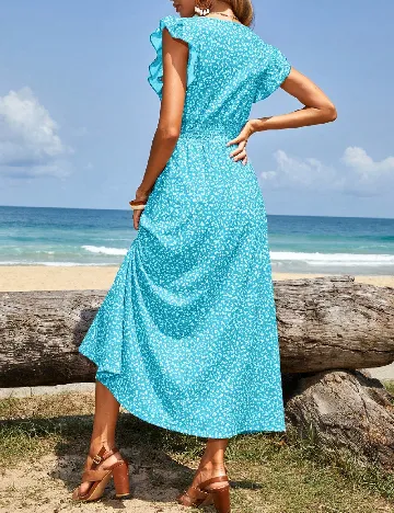 Rochie lunga SHEIN, albastru/alb