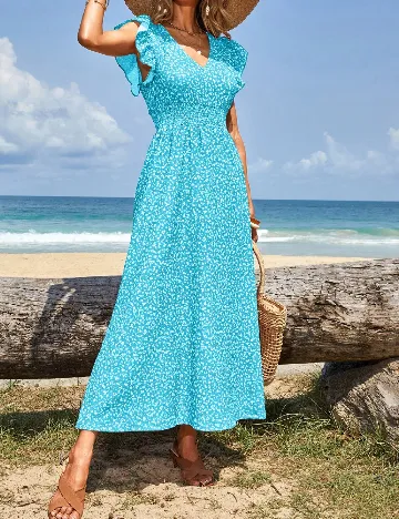 Rochie lunga SHEIN, albastru/alb