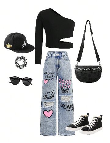 Top Shein Kids, negru