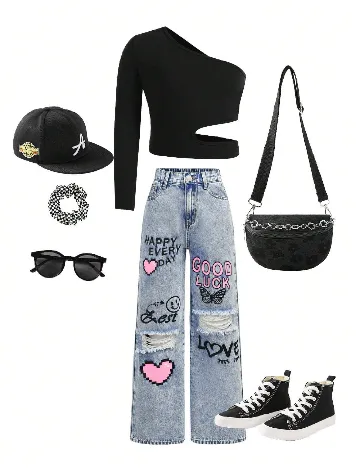 Top Shein Kids, negru