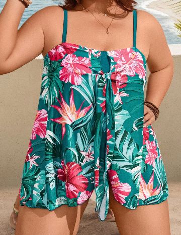 Costum de baie SHEIN CURVE, verde