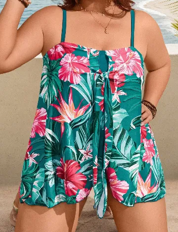 Costum de baie SHEIN CURVE, verde