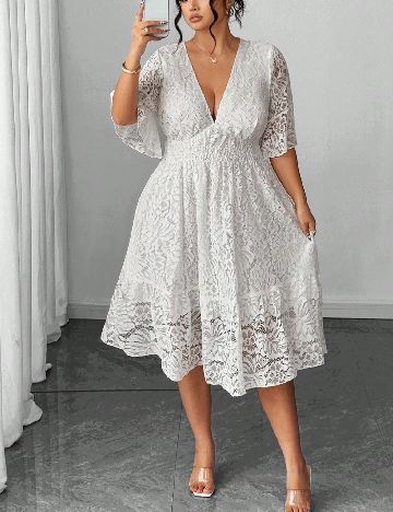 Rochie medie SHEIN CURVE, alb