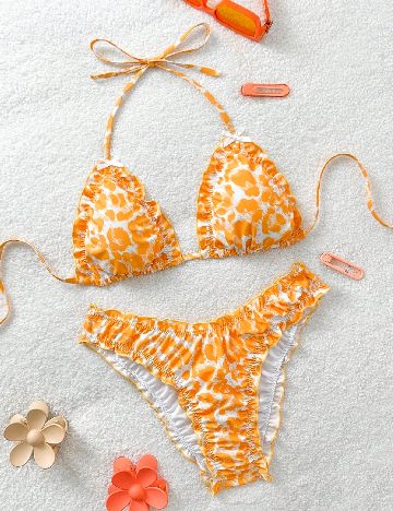 Costum de baie SHEIN, portocaliu/alb