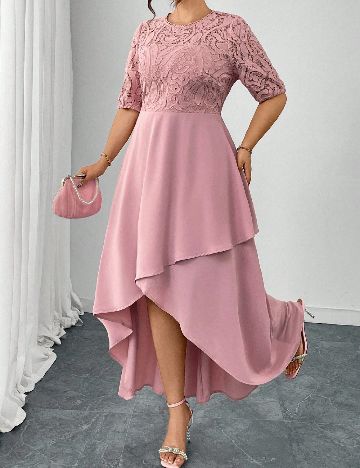 Rochie lunga SHEIN CURVE, roz pudra