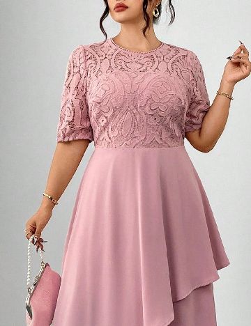 Rochie lunga SHEIN CURVE, roz pudra