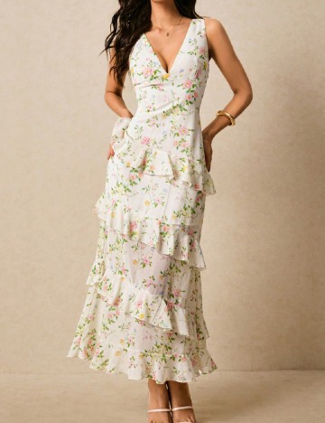 Rochie lunga Poeselle, floral print