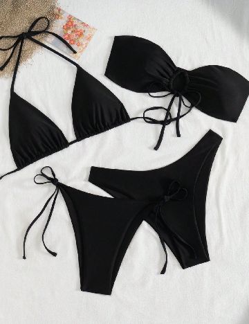 Set costume de baie. 2 bucati SHEIN, negru