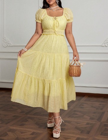 Rochie medie SHEIN CURVE, galben