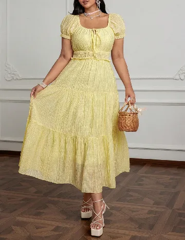 Rochie medie SHEIN CURVE, galben
