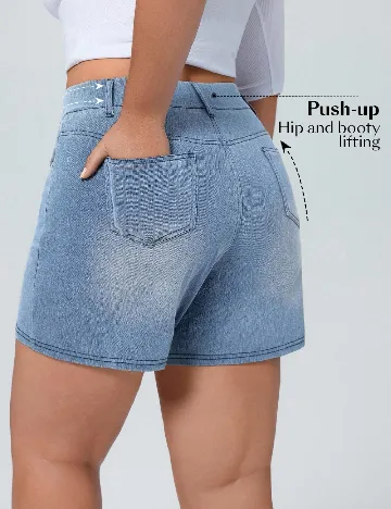 Pantaloni scurti SHEIN CURVE, albastru