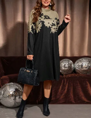 Rochie medie Emery Rose Curve, crem/negru