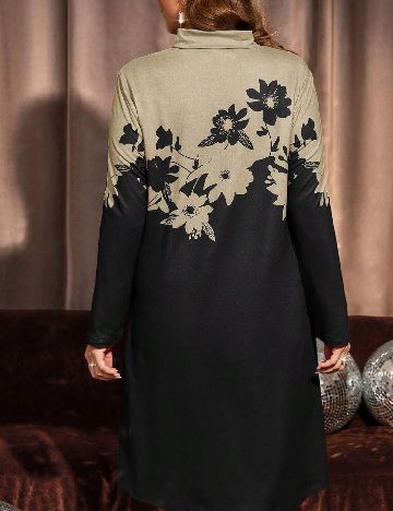 Rochie medie Emery Rose Curve, crem/negru