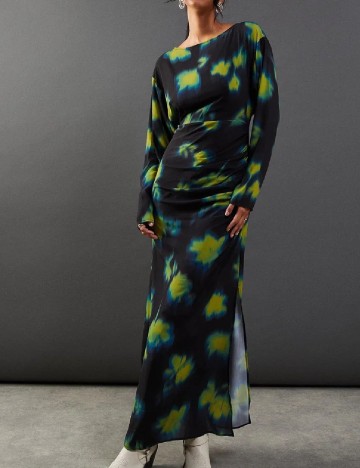 Rochie lunga WAREHOUSE, negru/verde